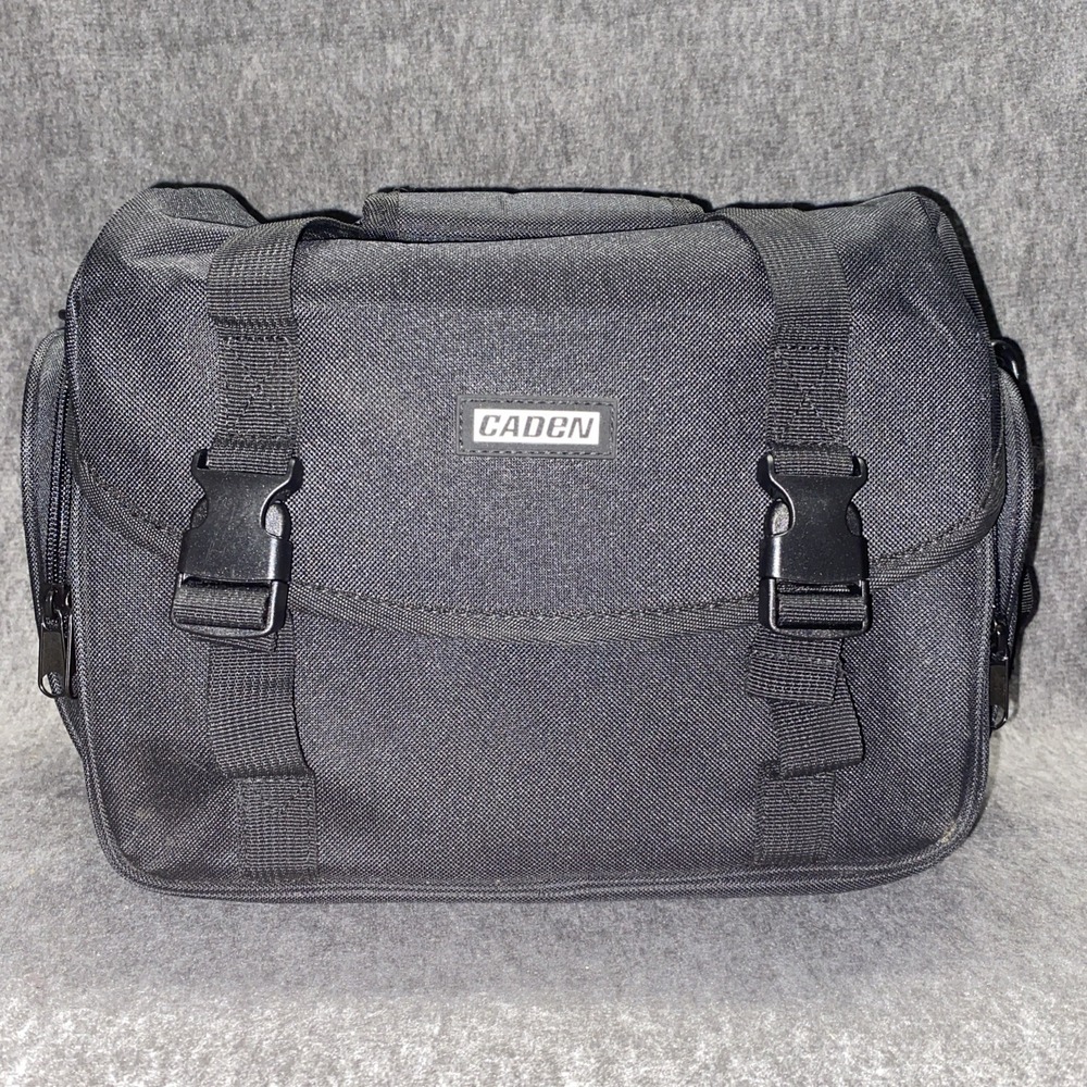 CADeN‎ Camera Bag Case Shoulder Strap Large Black Red Pockets Nikon Canon Sony